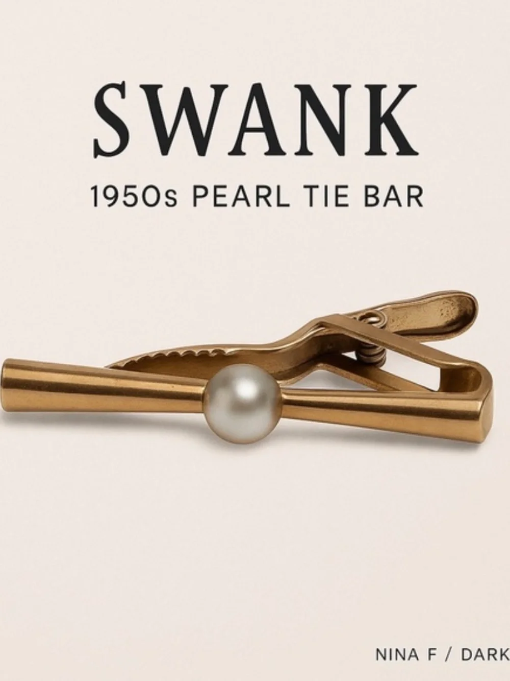Vintage Anson Gold Tone Pearl  Anson Cufflinks & Swank Tie Bar Dress Set